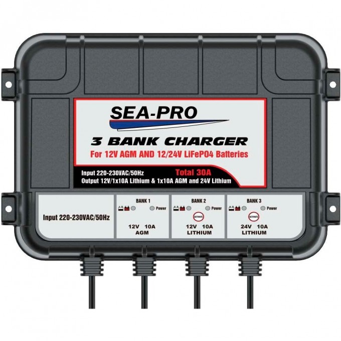 Зарядное устройство SEA-PRO 1х12В AGM, 1х12В LiFePo4, 1х24В LiFePo4 TE4-0287B