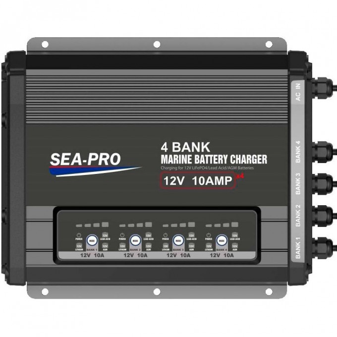 Зарядное устройство SEA-PRO 4х12В AGM, LEAD-ACID, LiFePo4 TE4-0330